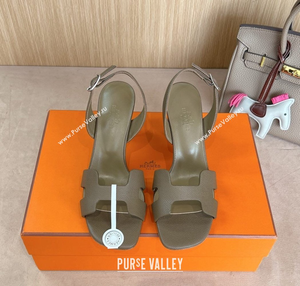 Hermes Eremite Heel Sandals 8cm in Palm-Grained Leather Grey2 2025 H02275 (MD-250227085)