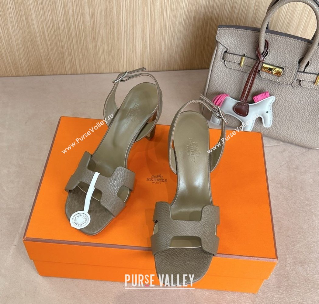Hermes Eremite Heel Sandals 8cm in Palm-Grained Leather Grey2 2025 H02275 (MD-250227085)