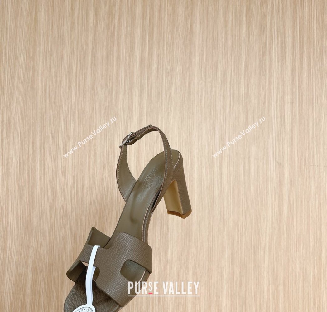 Hermes Eremite Heel Sandals 8cm in Palm-Grained Leather Grey2 2025 H02275 (MD-250227085)