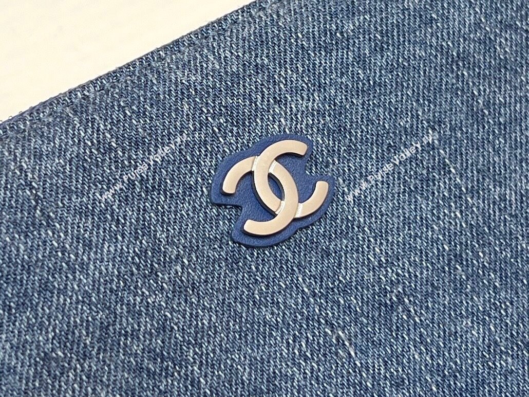 Chanel 22 Studs Quilted Denim Shopping Bag AS3261 Blue 2024 Top Quality (SHUNY-24062407)