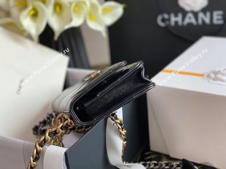 Chanel 19 Shiny Crumpled Calfskin Wallet on Chain WOC AP0957 Black 2020 (JY-20112027)