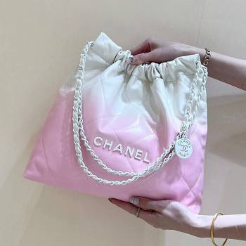 Chanel 22 Bag in Shiny Calfskin AS3261 Pink/White 2024 Top Quality (SHUNY-24062409)