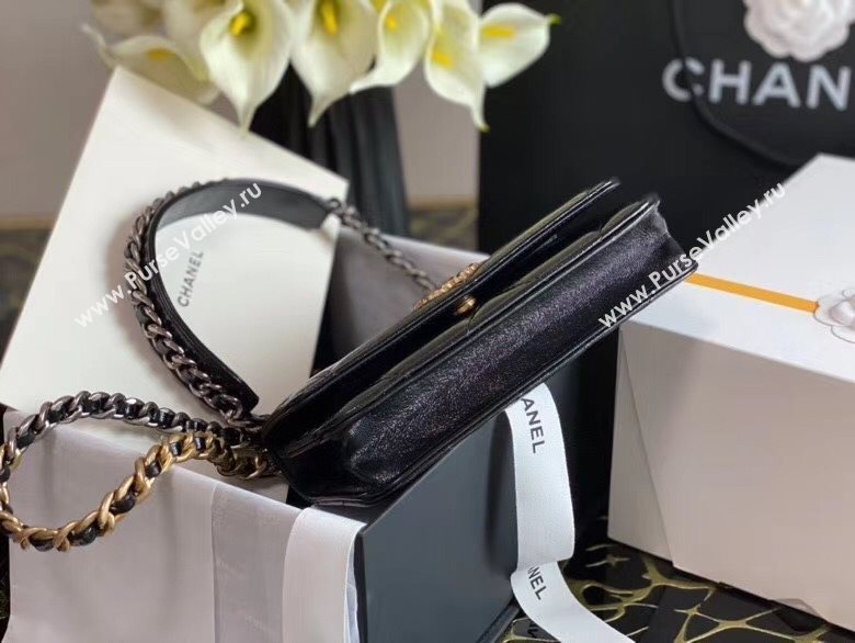 Chanel 19 Shiny Crumpled Calfskin Wallet on Chain WOC AP0957 Black 2020 (JY-20112027)