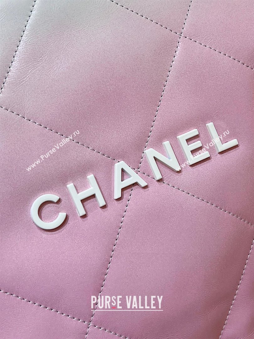 Chanel 22 Bag in Shiny Calfskin AS3261 Pink/White 2024 Top Quality (SHUNY-24062409)