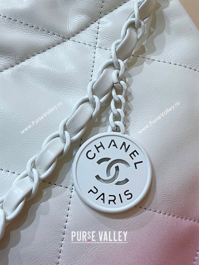 Chanel 22 Bag in Shiny Calfskin AS3261 Pink/White 2024 Top Quality (SHUNY-24062409)