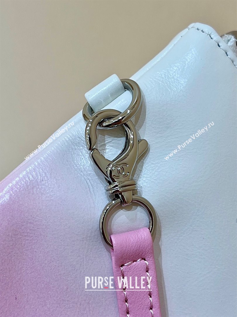 Chanel 22 Small Bag in Shiny Calfskin AS3260 Pink/White 2024 Top Quality (SHUNY-24062410)