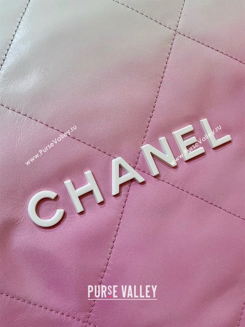 Chanel 22 Small Bag in Shiny Calfskin AS3260 Pink/White 2024 Top Quality (SHUNY-24062410)