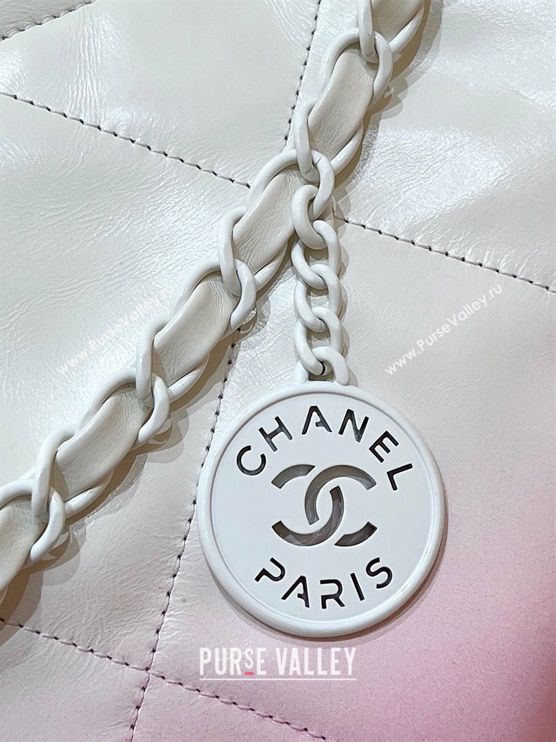 Chanel 22 Small Bag in Shiny Calfskin AS3260 Pink/White 2024 Top Quality (SHUNY-24062410)