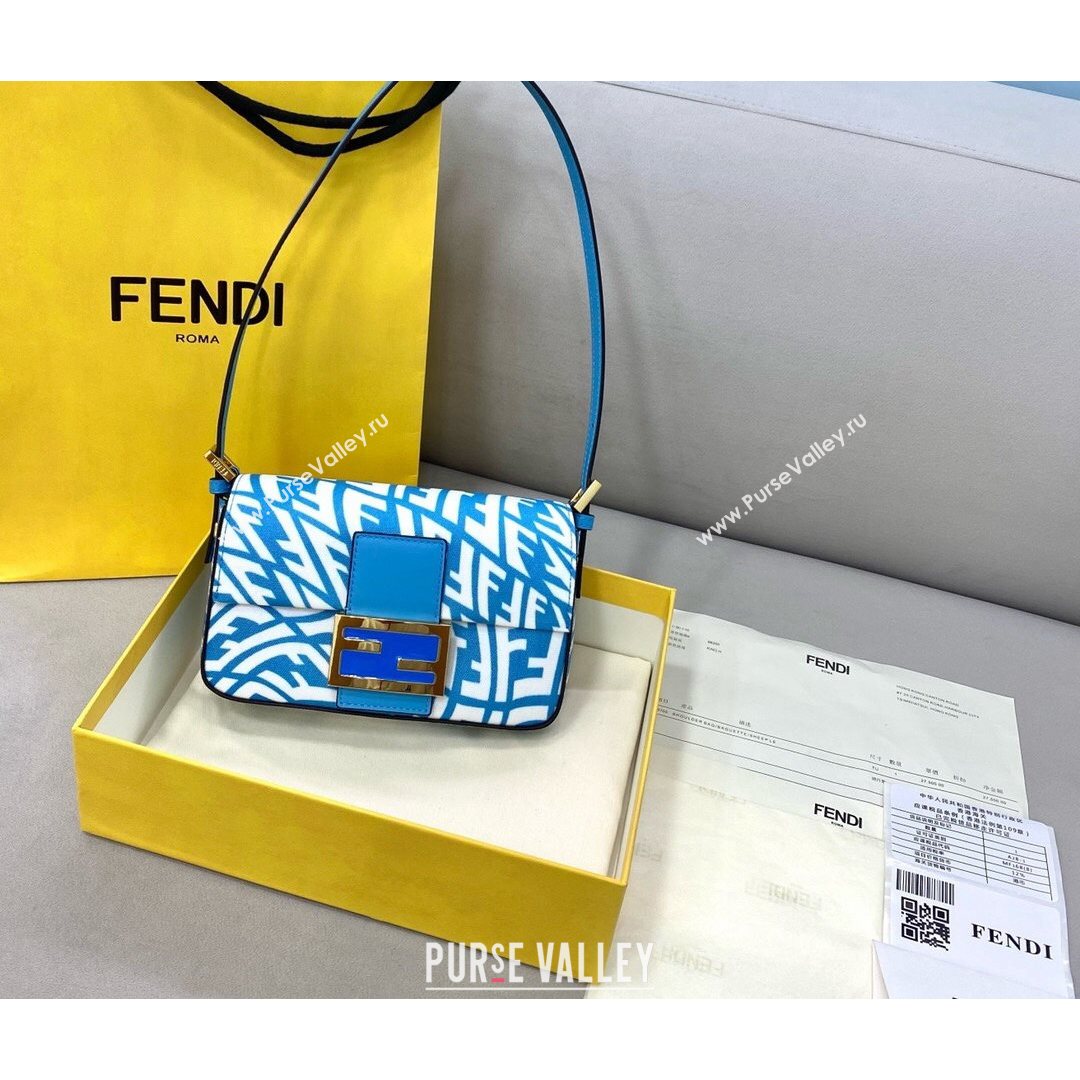 Fendi Baguette 1997 Mini FF Vertigo Bag Light Blue 2021 8378 (CL-21073114)