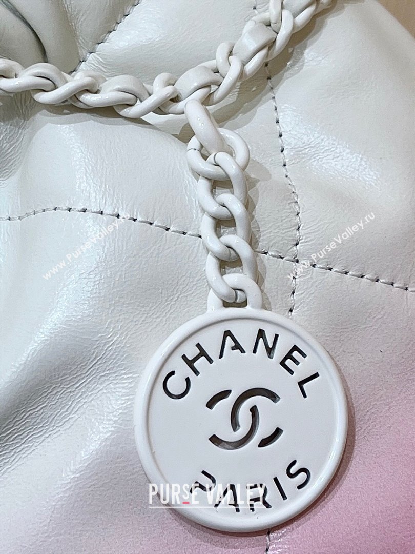 Chanel 22 Mini Shopping Bag in Shiny Calfskin  Lacquered Metal AS3980 Pink/White 2024 Top Quality (SHUNY-24062411)