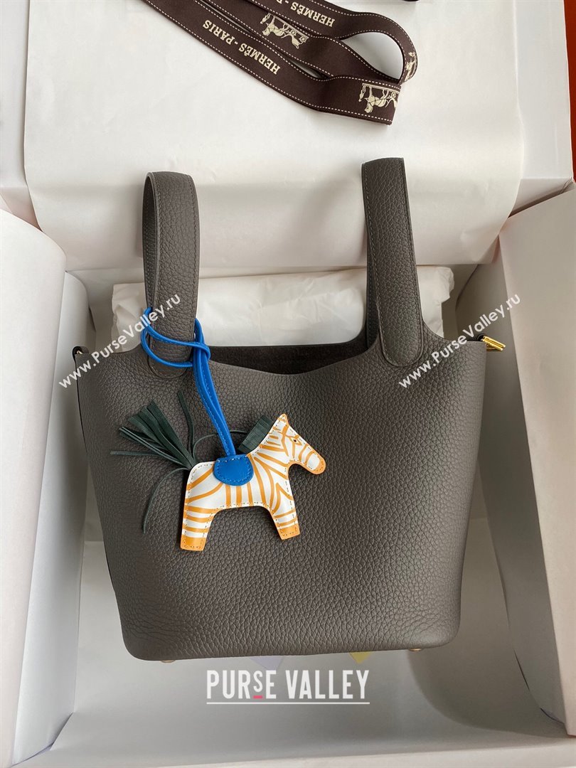 Hermes Picotin Lock Bag 18cm/22cm in Taurillon Clemence Leather Tinware Grey/Gold 2024 (Full Handmade) (XYA-24042901)