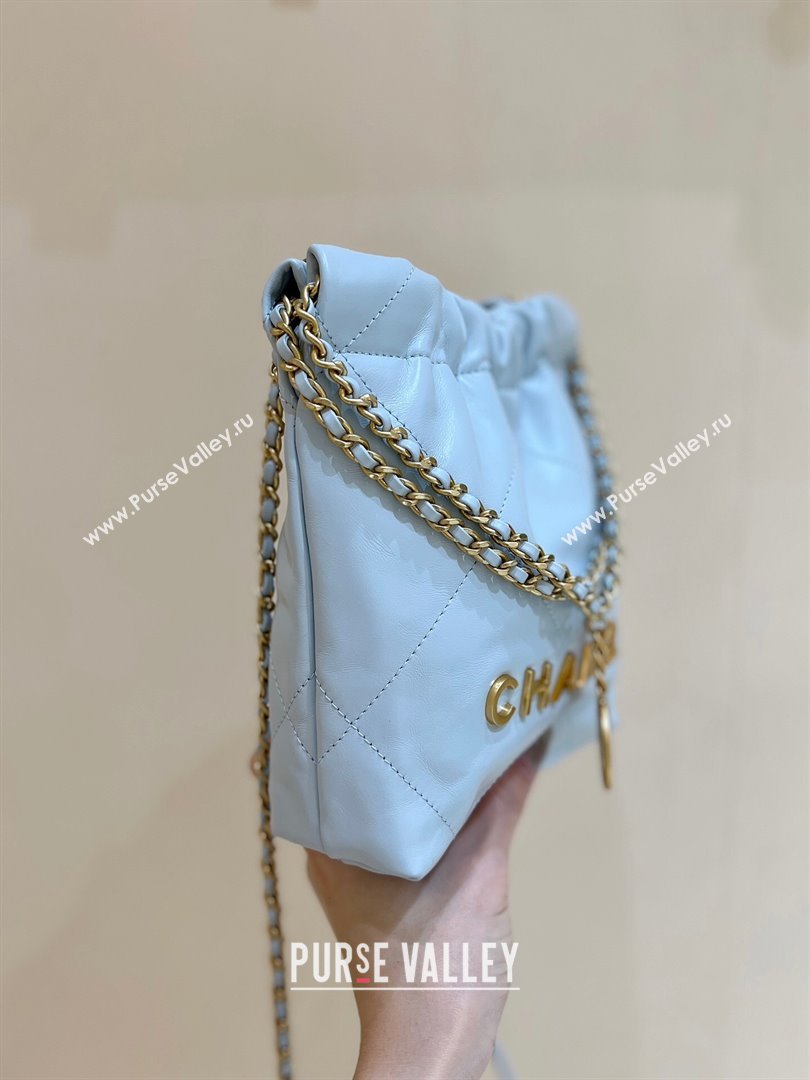 Chanel 22 Small Bag in Shiny Calfskin AS3260 Light Blue 2024 Top Quality (SHUNY-24062412)