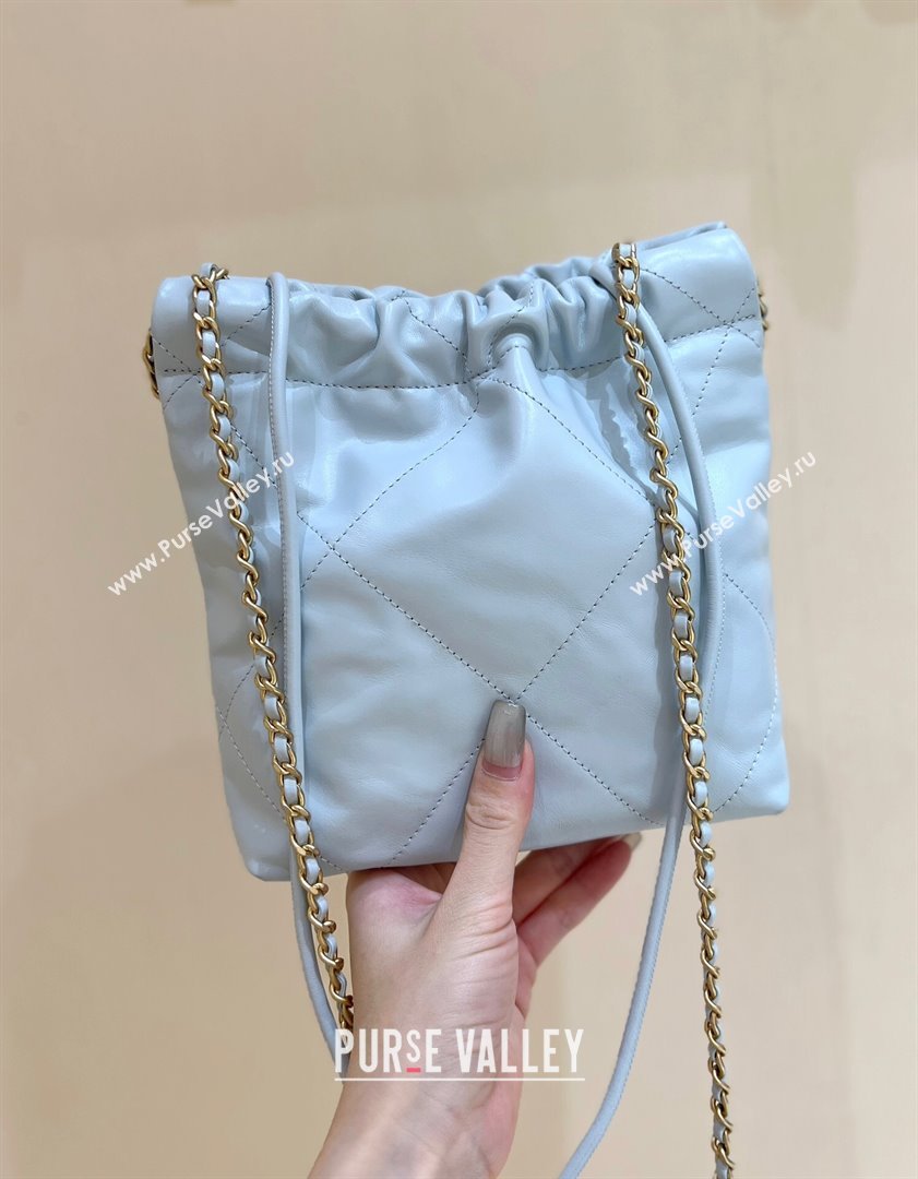 Chanel 22 Small Bag in Shiny Calfskin AS3260 Light Blue 2024 Top Quality (SHUNY-24062412)