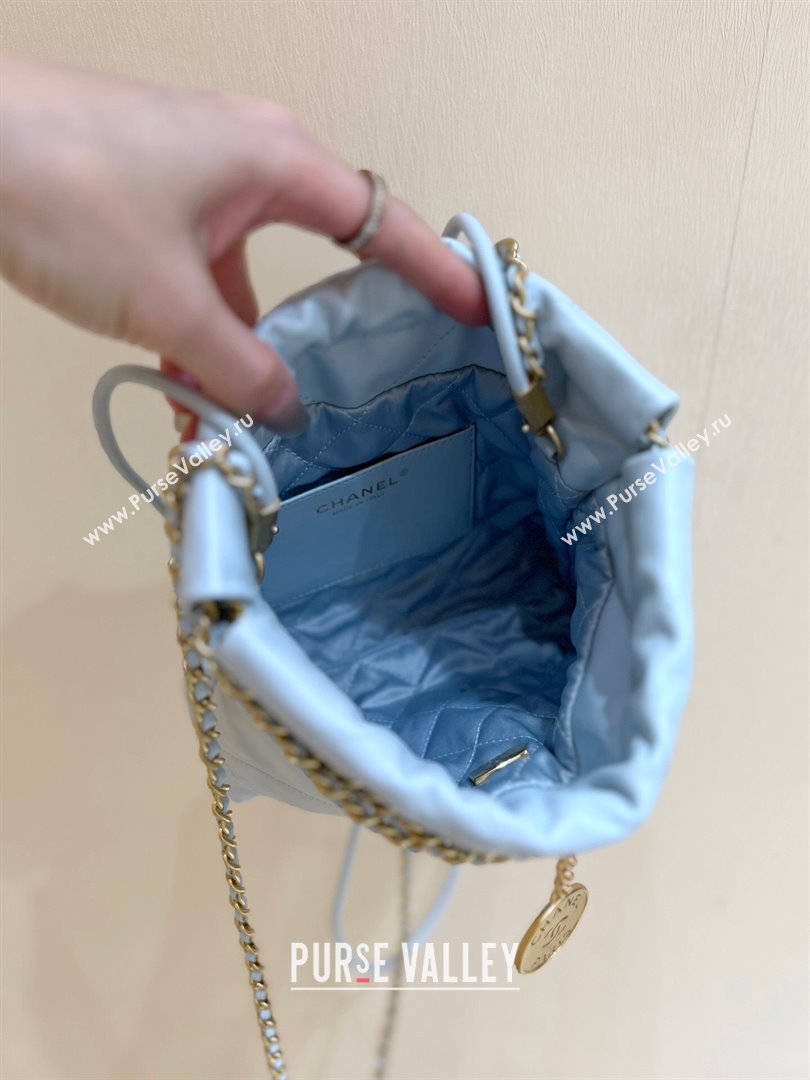 Chanel 22 Small Bag in Shiny Calfskin AS3260 Light Blue 2024 Top Quality (SHUNY-24062412)