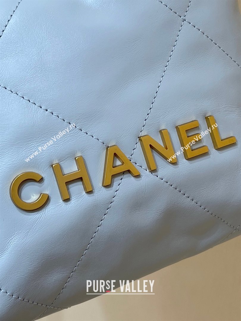 Chanel 22 Small Bag in Shiny Calfskin AS3260 Light Blue 2024 Top Quality (SHUNY-24062412)