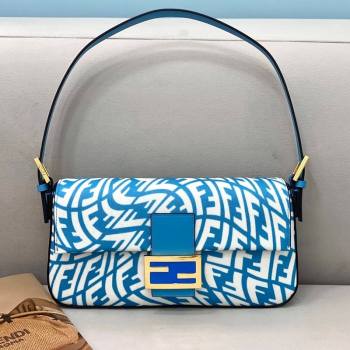 Fendi Baguette 1997 Medium FF Vertigo Bag Blue 2021 8378 (CL-21073110)