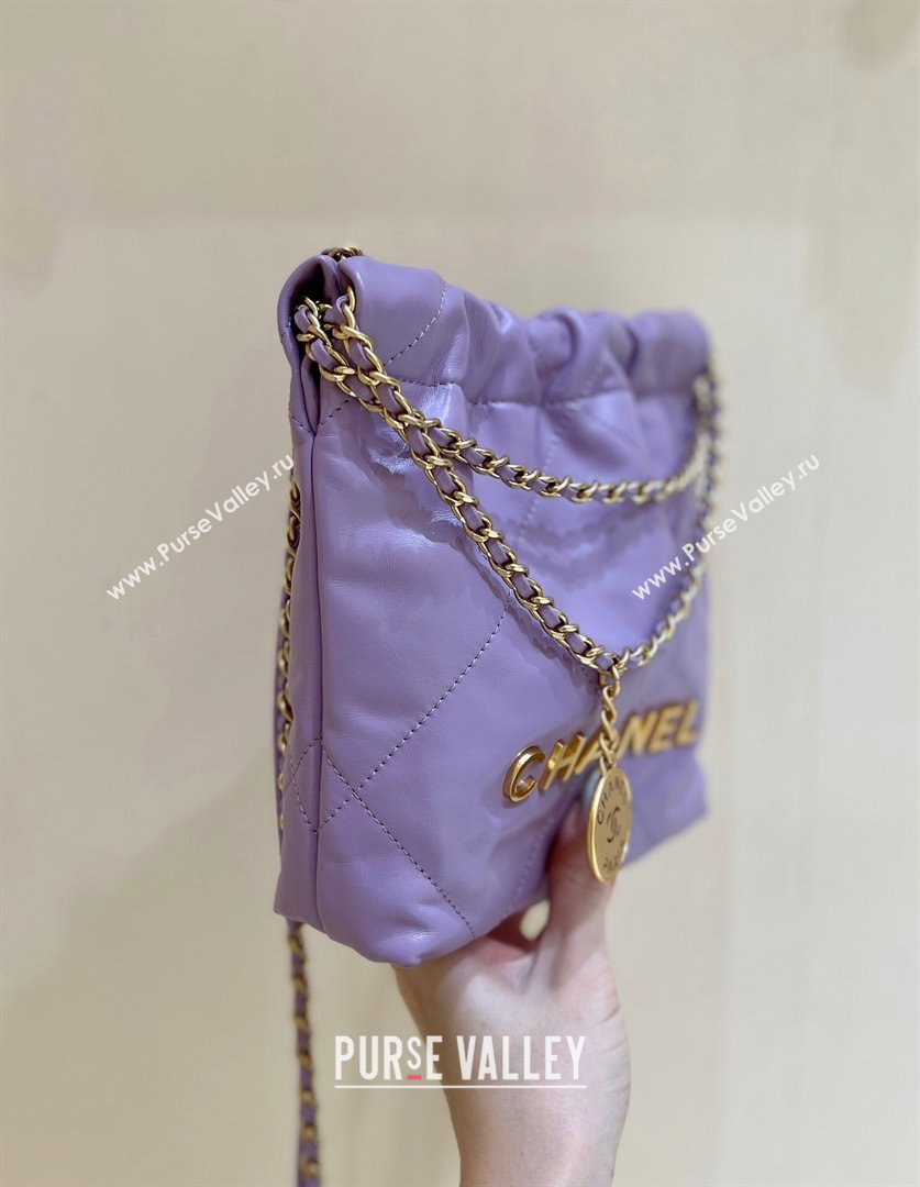 Chanel 22 Small Bag in Shiny Calfskin AS3260 Purple 2024 Top Quality (SHUNY-24062413)