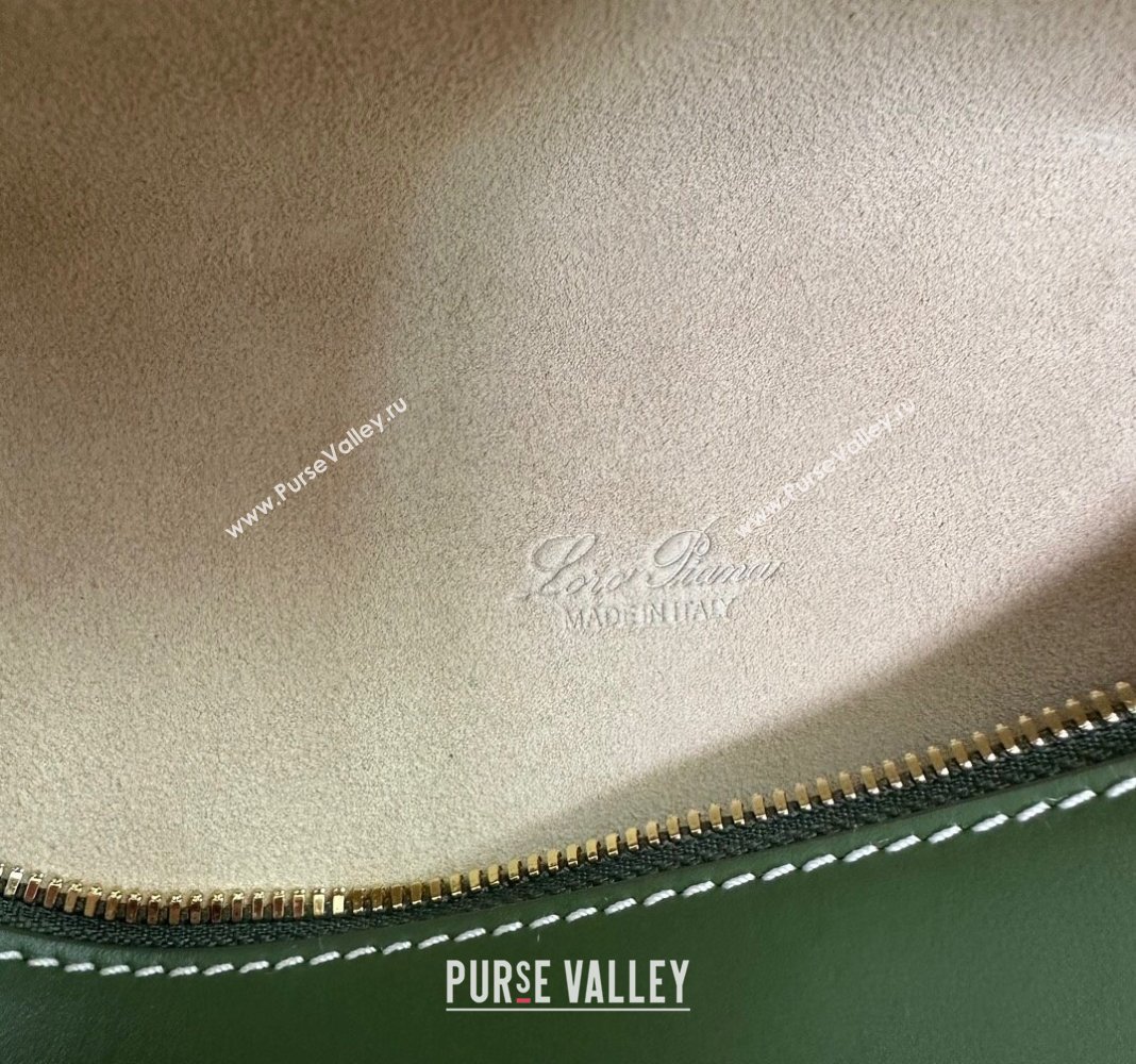 Loro Piana LP Extra Pocket Pouch L19 in Smooth Calfskin Moss Green 2024 0802 (TZ-240802043)