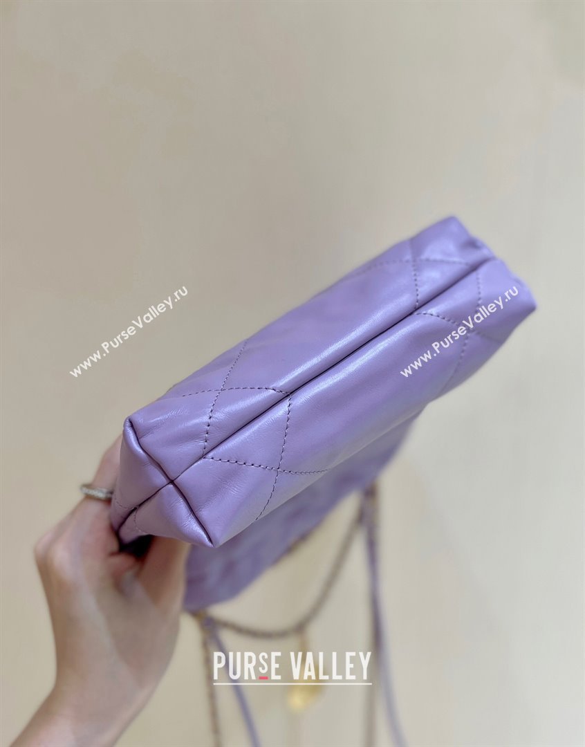 Chanel 22 Small Bag in Shiny Calfskin AS3260 Purple 2024 Top Quality (SHUNY-24062413)