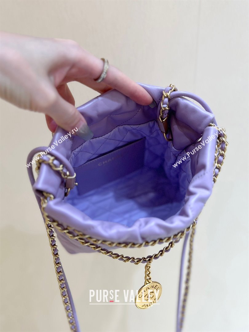 Chanel 22 Small Bag in Shiny Calfskin AS3260 Purple 2024 Top Quality (SHUNY-24062413)