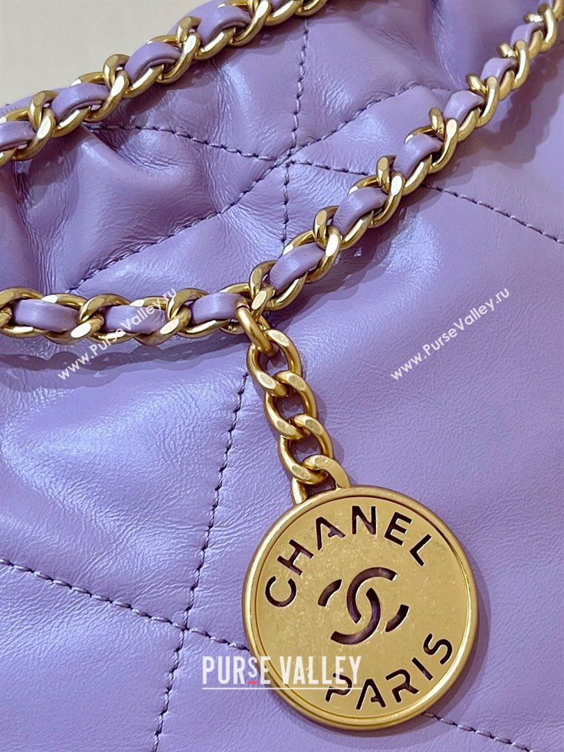 Chanel 22 Small Bag in Shiny Calfskin AS3260 Purple 2024 Top Quality (SHUNY-24062413)