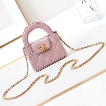 Chanel Shiny Calfskin Clutch with Chain AP3435 Peach Pink 2024 (GE-24081201)