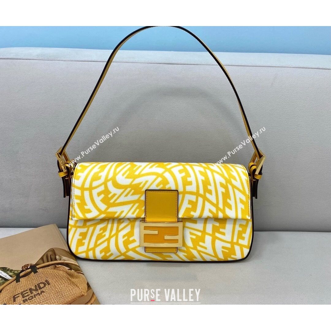 Fendi Baguette 1997 Medium FF Vertigo Bag Yellow 2021 8378  (CL-21073111)