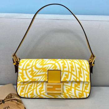 Fendi Baguette 1997 Medium FF Vertigo Bag Yellow 2021 8378 (CL-21073111)