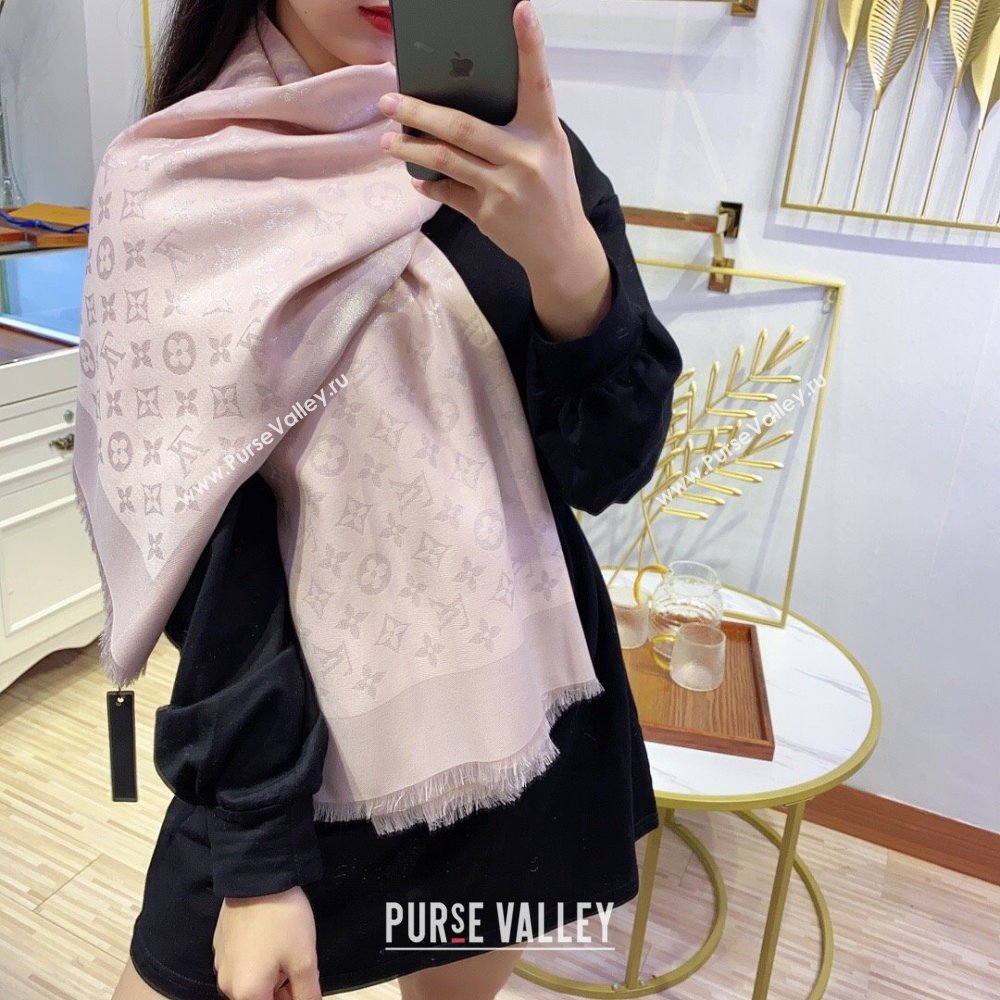 Louis Vuitton Monogram Scarf LV103011 Silver/Nude Pink 2023 (A-23103011)