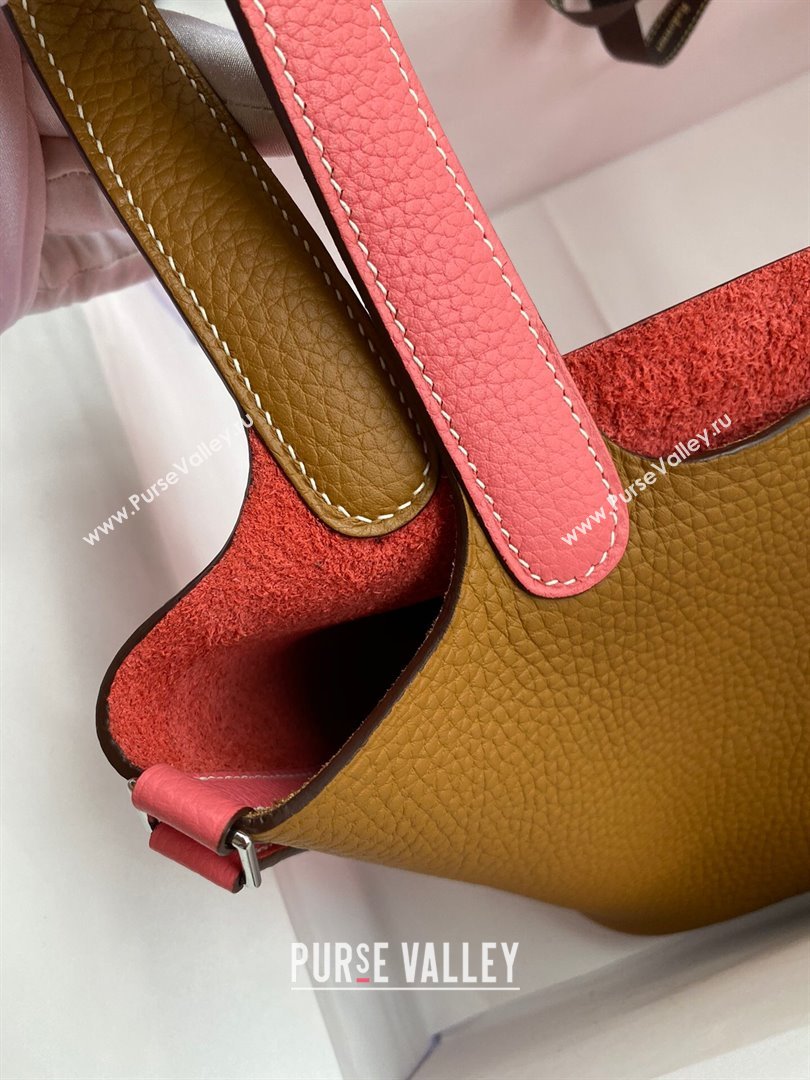 Hermes Picotin Lock Bag 18cm/22cm in Taurillon Clemence Leather Sesame/ Lipstick Pink/Silver 2024 (Full Handmade) (XYA-24042903)