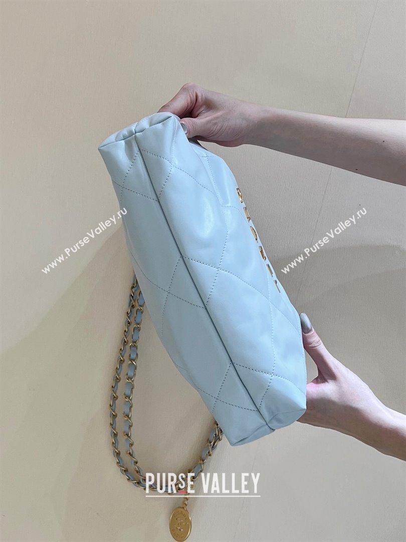 Chanel 22 Small Bag in Shiny Calfskin AS3260 Light Blue 2024 Top Quality (SHUNY-24062414)