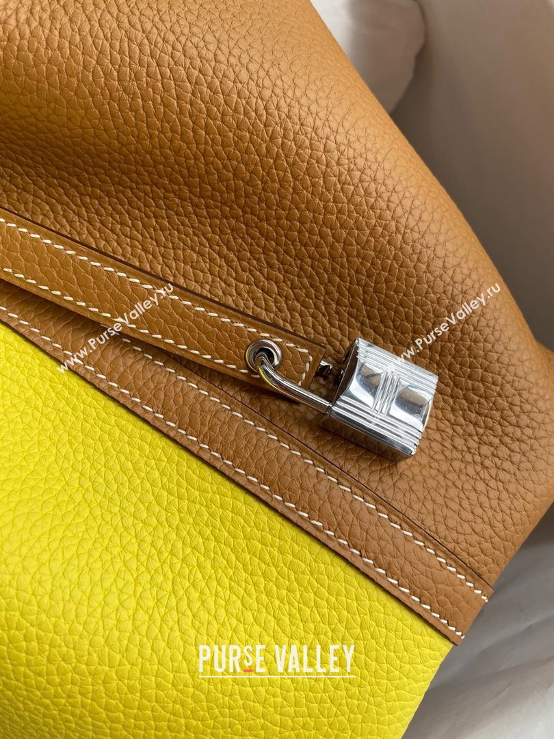 Hermes Picotin Lock Bag 18cm/22cm in Taurillon Clemence Leather Sesame/ Lemon/Silver 2024 (Full Handmade) (XYA-24042902)