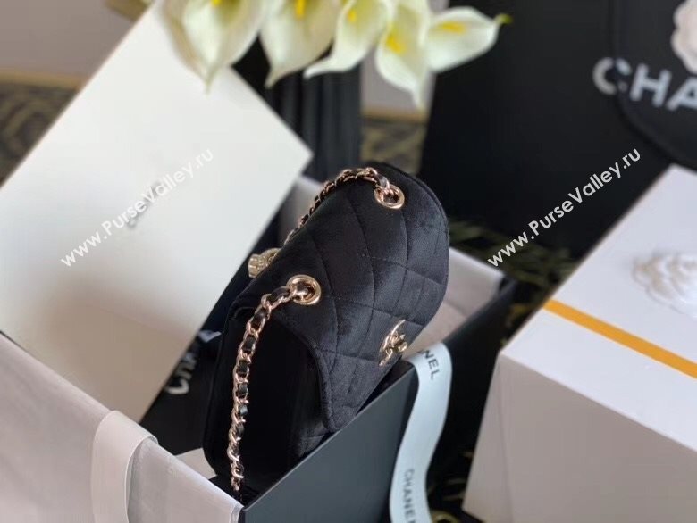 Chanel Velvet Phone Holder with Chain and Crystal Ball Black 2020 (JY-20112043)