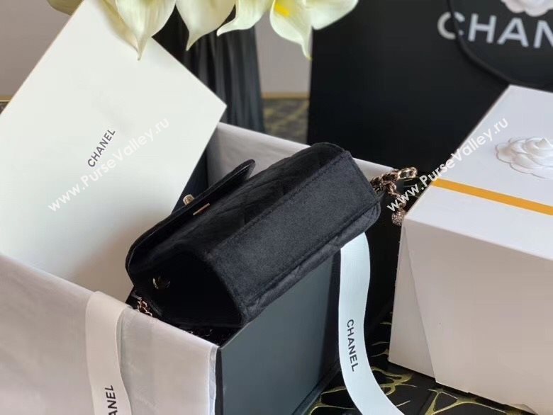 Chanel Velvet Phone Holder with Chain and Crystal Ball Black 2020 (JY-20112043)