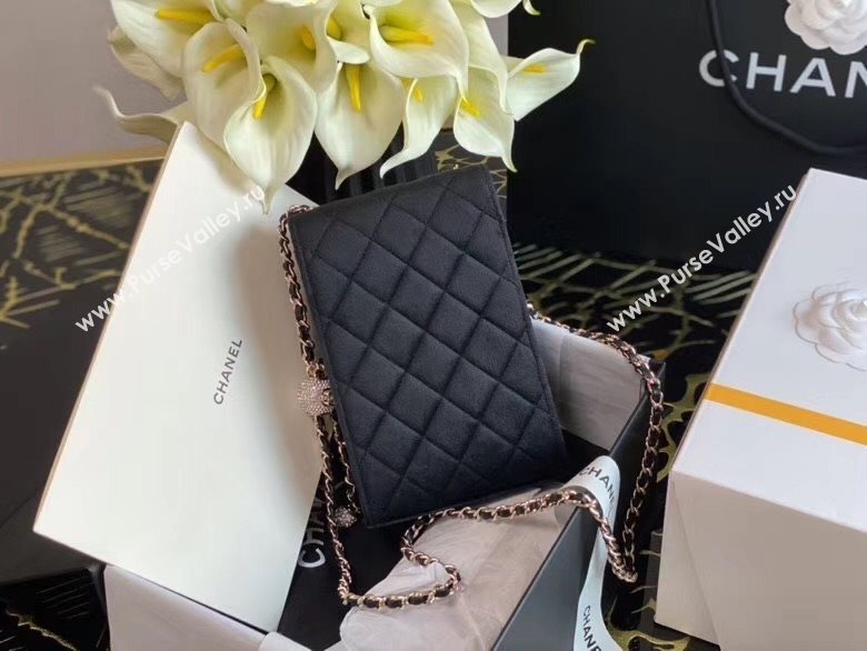Chanel Velvet Phone Holder with Chain and Crystal Ball Black 2020 (JY-20112043)