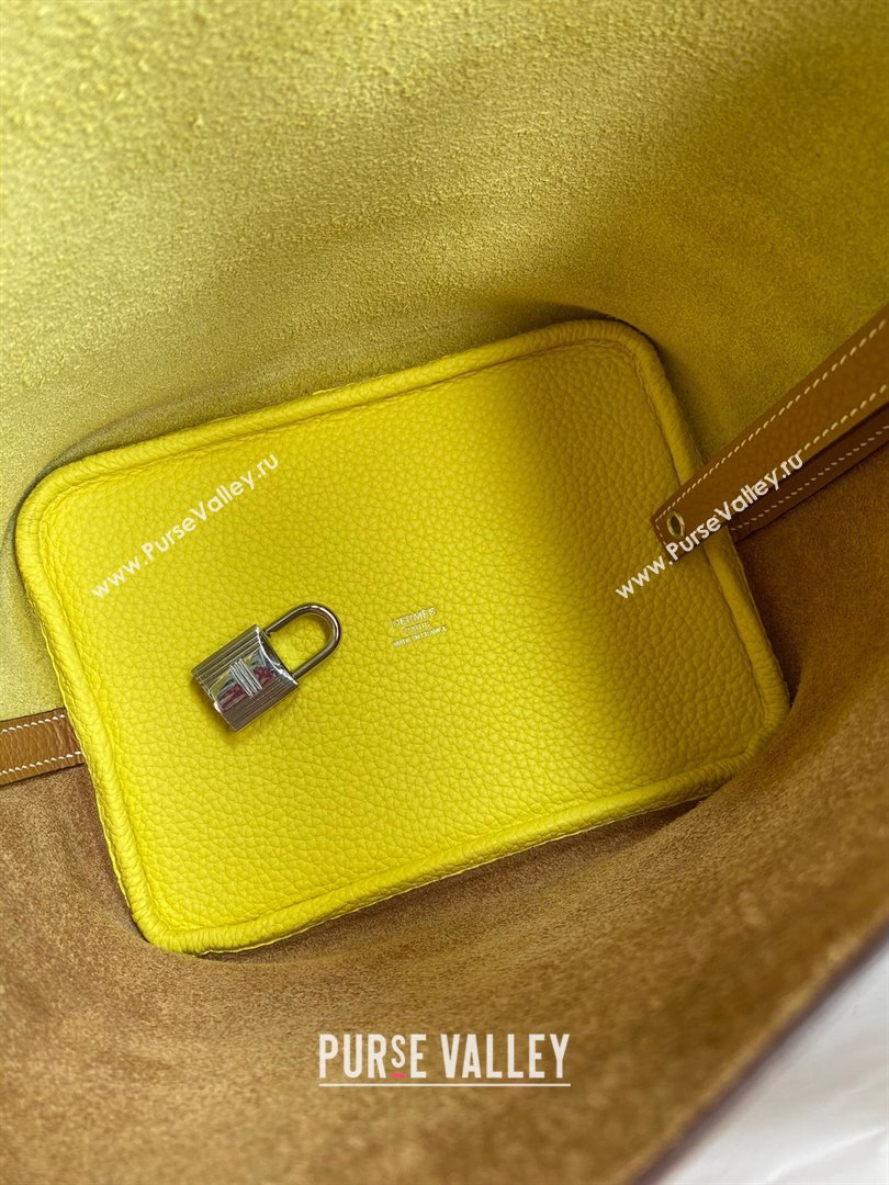 Hermes Picotin Lock Bag 18cm/22cm in Taurillon Clemence Leather Sesame/ Lemon/Silver 2024 (Full Handmade) (XYA-24042902)