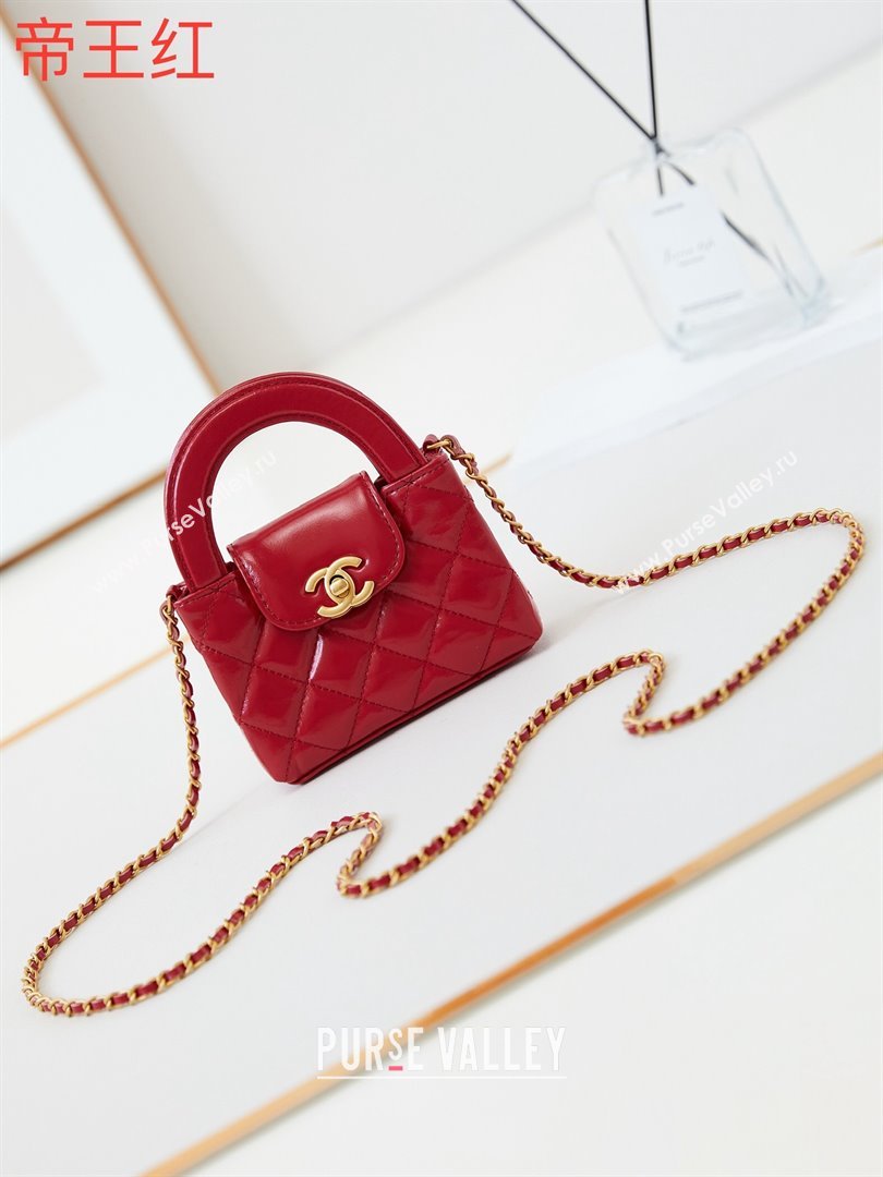 Chanel Shiny Calfskin Clutch with Chain AP3435 Red 2024 (GE-24081202)