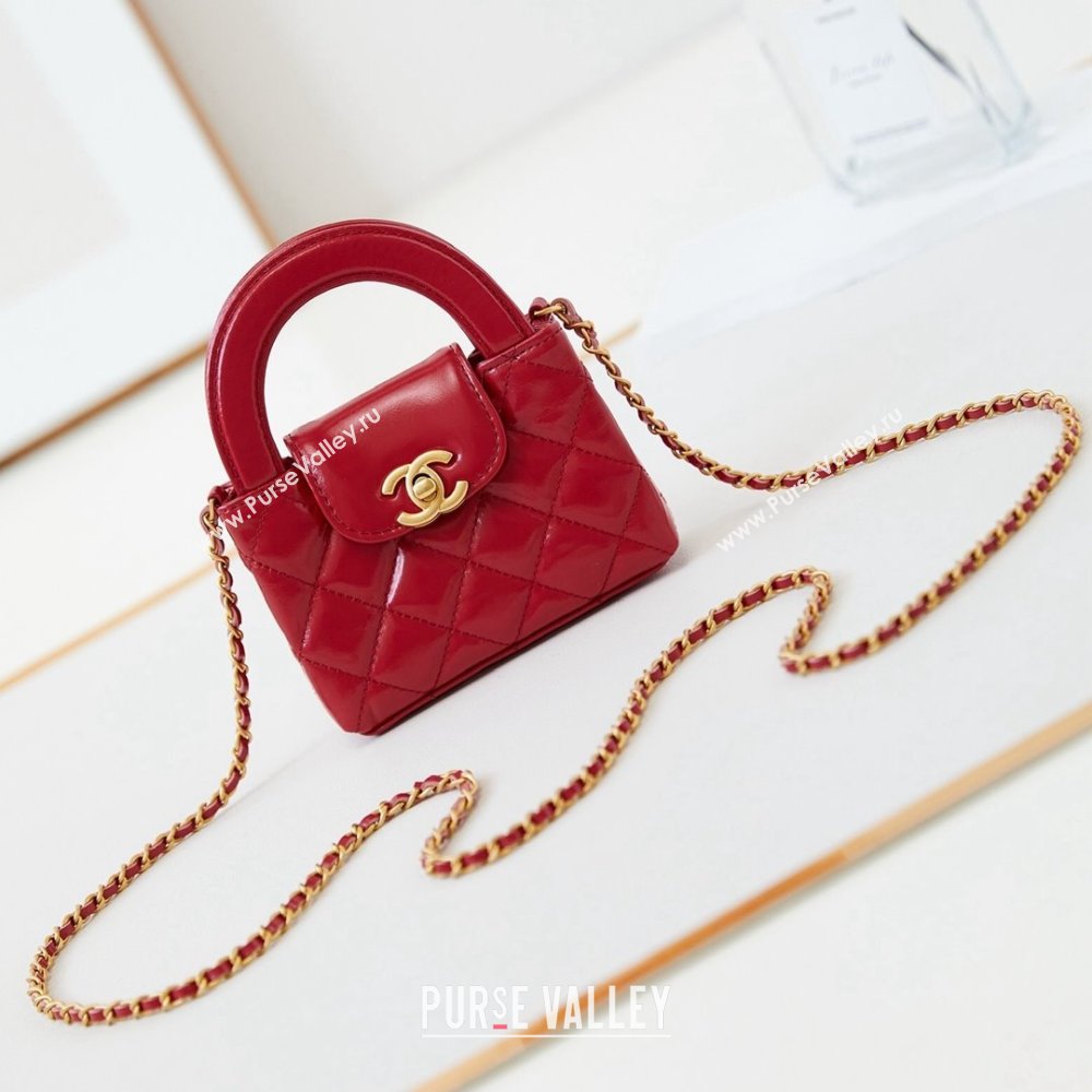 Chanel Shiny Calfskin Clutch with Chain AP3435 Red 2024 (GE-24081202)