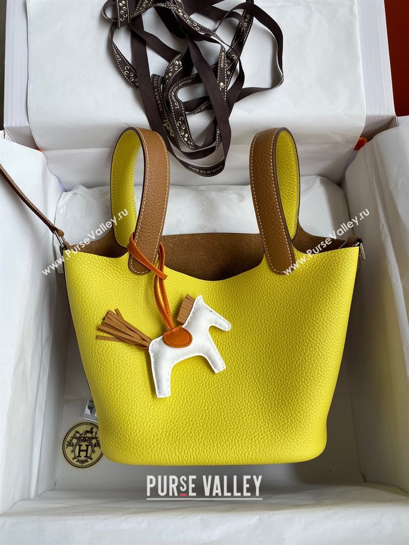Hermes Picotin Lock Bag 18cm/22cm in Taurillon Clemence Leather Sesame/ Lemon/Silver 2024 (Full Handmade) (XYA-24042902)