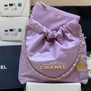 Chanel 22 Small Bag in Shiny Calfskin AS3260 Purple 2024 Top Quality (SHUNY-24062415)