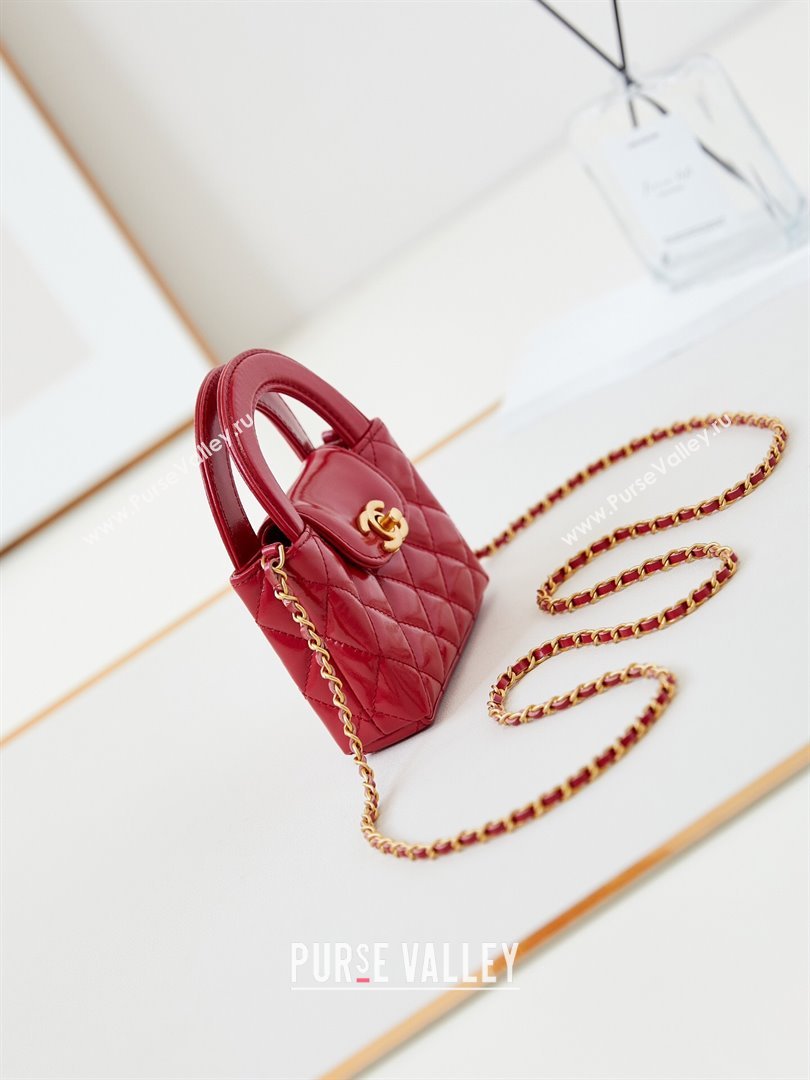 Chanel Shiny Calfskin Clutch with Chain AP3435 Red 2024 (GE-24081202)