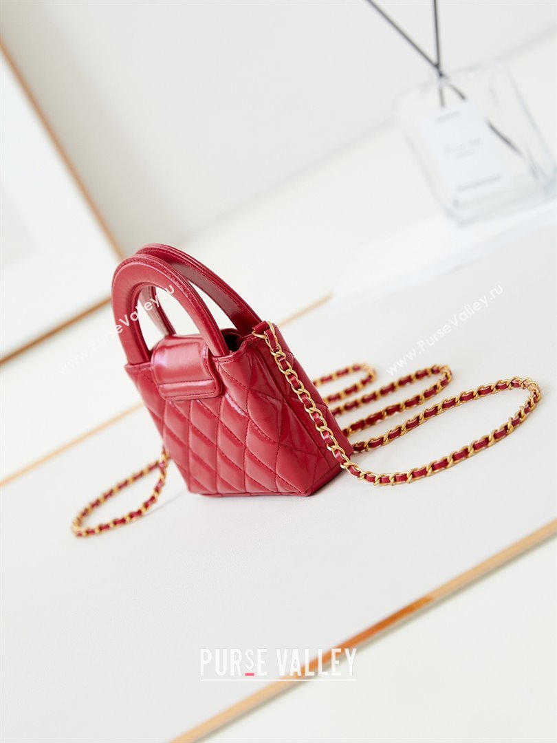 Chanel Shiny Calfskin Clutch with Chain AP3435 Red 2024 (GE-24081202)