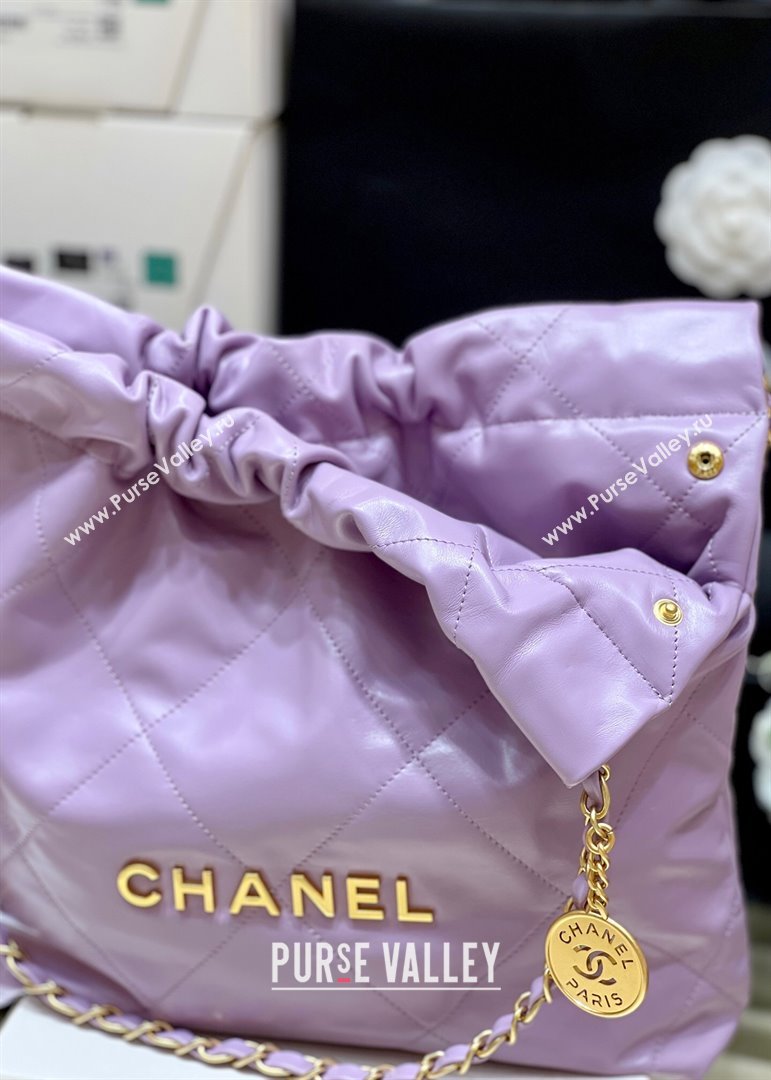 Chanel 22 Small Bag in Shiny Calfskin AS3260 Purple 2024 Top Quality (SHUNY-24062415)