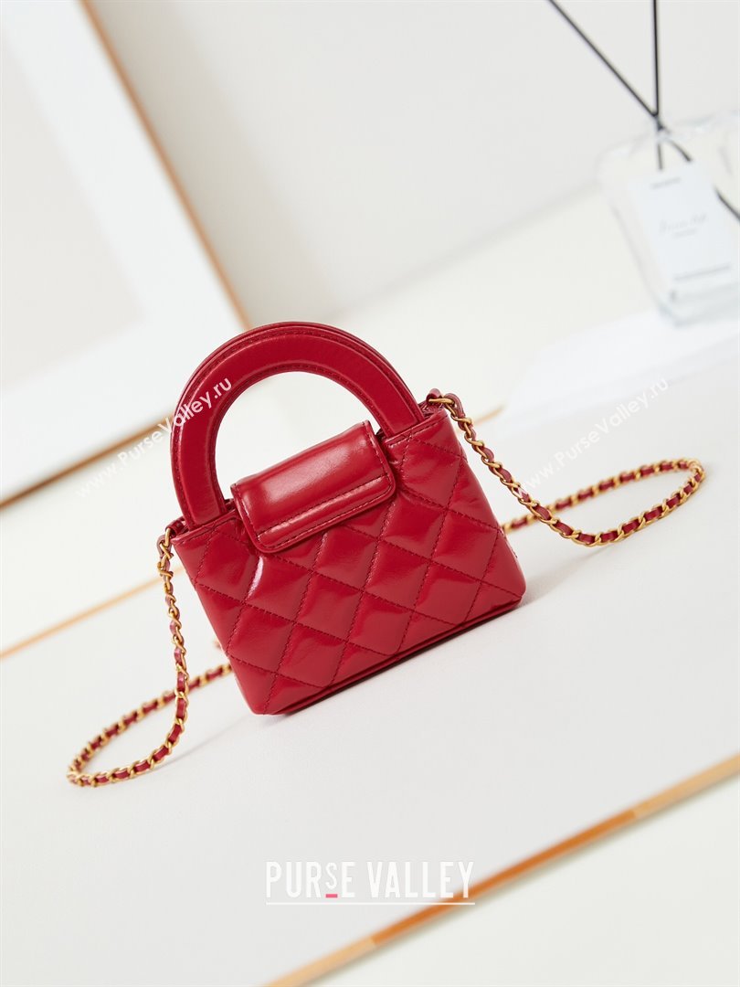 Chanel Shiny Calfskin Clutch with Chain AP3435 Red 2024 (GE-24081202)