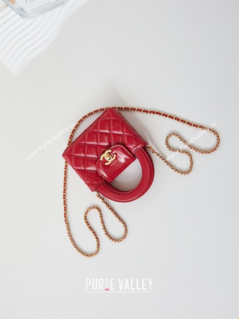 Chanel Shiny Calfskin Clutch with Chain AP3435 Red 2024 (GE-24081202)