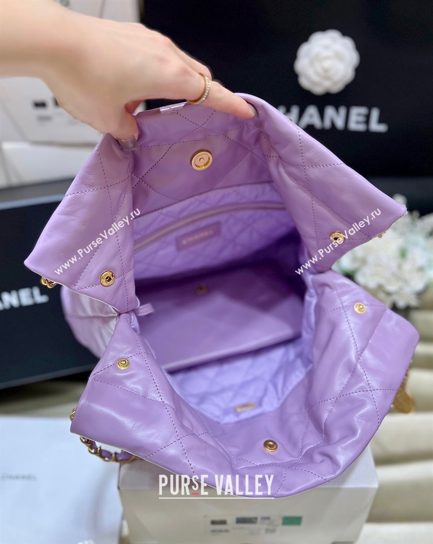 Chanel 22 Small Bag in Shiny Calfskin AS3260 Purple 2024 Top Quality (SHUNY-24062415)