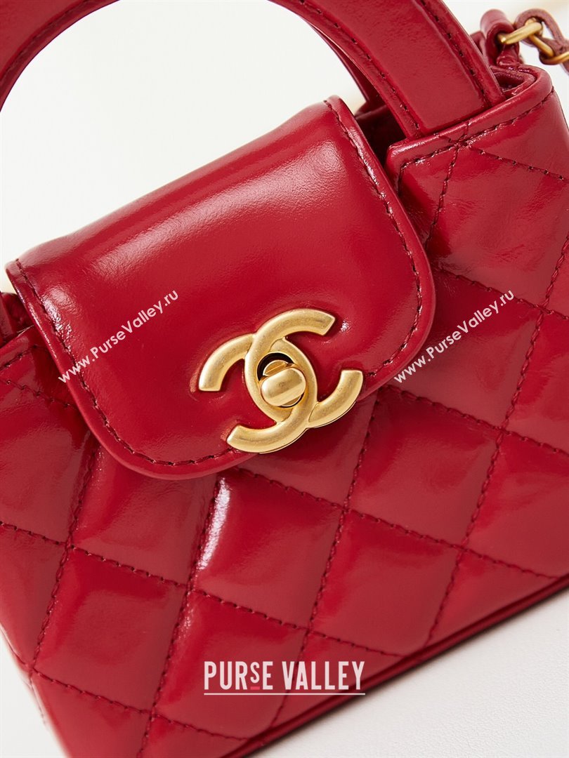 Chanel Shiny Calfskin Clutch with Chain AP3435 Red 2024 (GE-24081202)