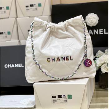 Chanel 22 Small Bag in Shiny Calfskin AS3260 Iridescent White 2024 Top Quality (SHUNY-24062416)