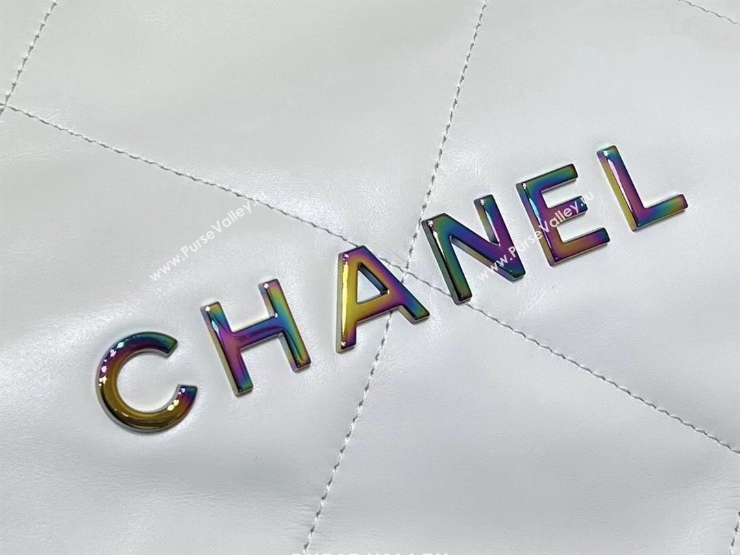 Chanel 22 Small Bag in Shiny Calfskin AS3260 Iridescent White 2024 Top Quality (SHUNY-24062416)