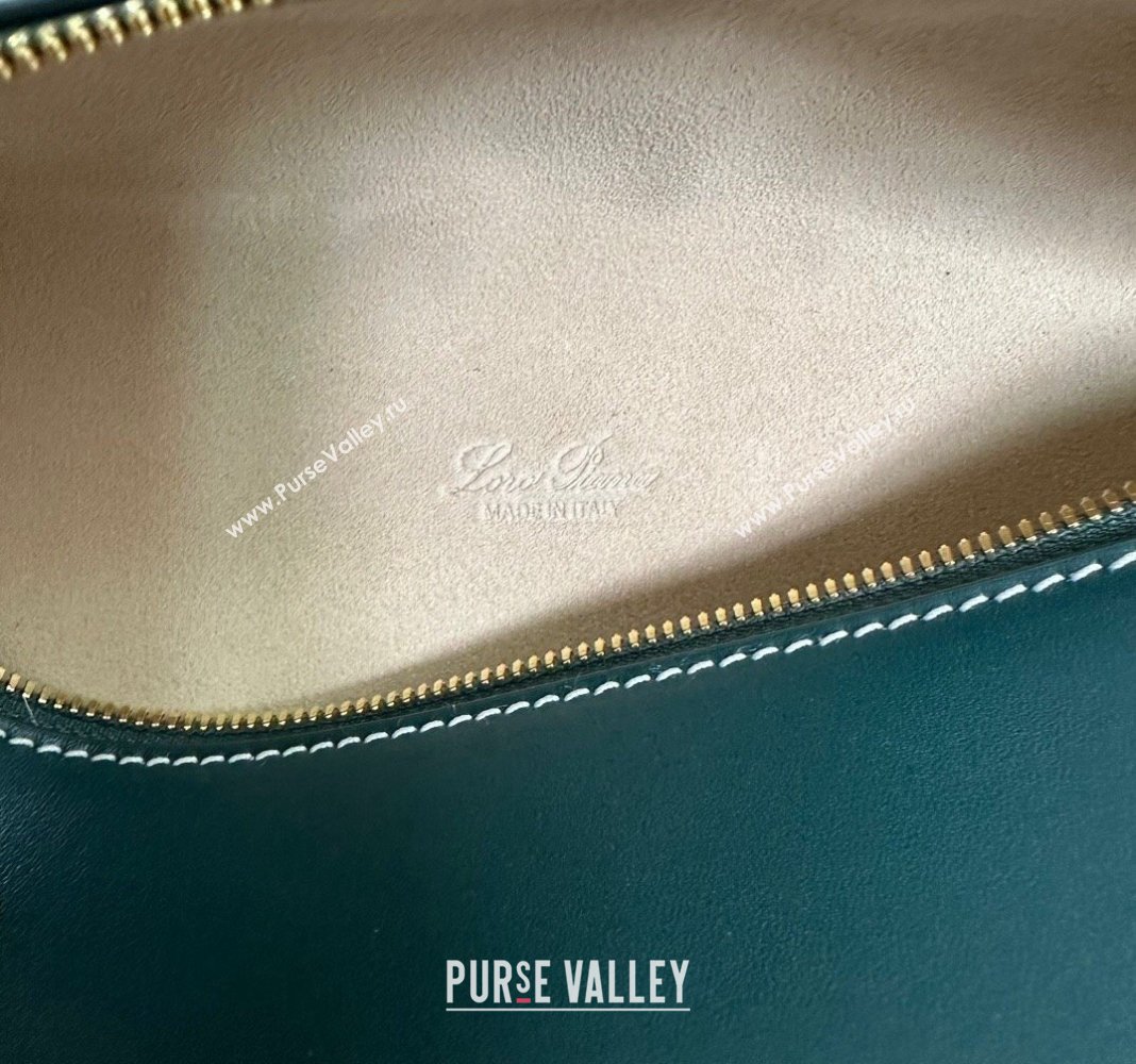 Loro Piana LP Extra Pocket Pouch L19 in Smooth Calfskin Dark Green 2024 0802 (TZ-240802047)